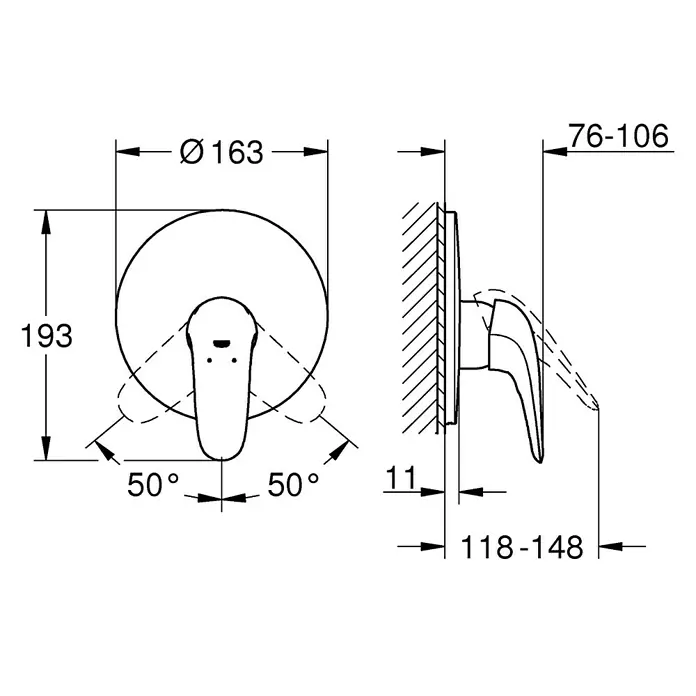 Grohe Eurostyle Solid UP-Brausearmatur - Chrom, Glänzend