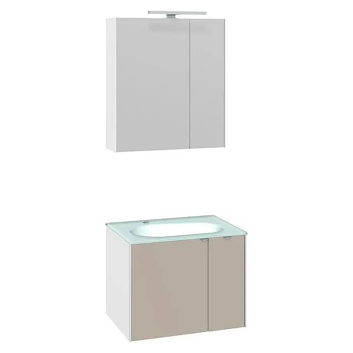 Camargue Badmöbel-Set Balando - 62 cm, 3 -tlg., Kieselgrau, Hochglanz