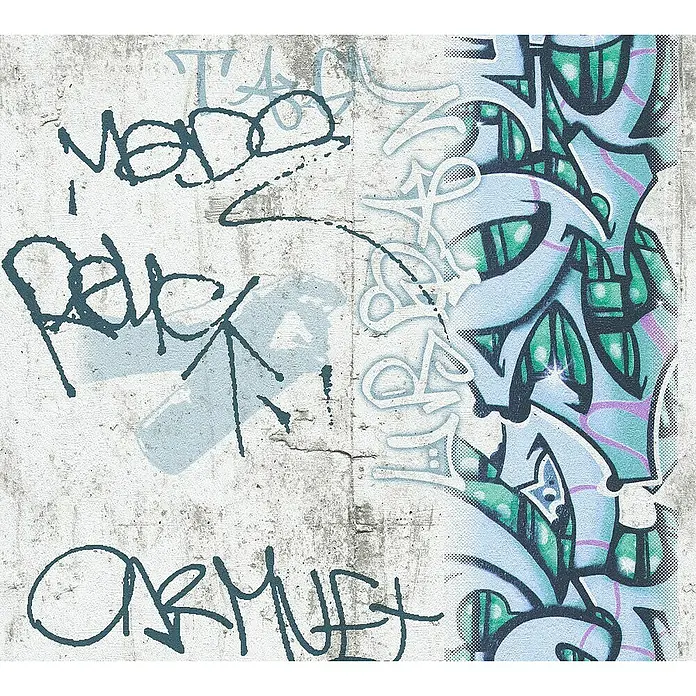 AS Creation Boys And Girls 6 Papiertapete - Grau/Blau, Grafisch, 10,05 x 0,53 m - Detailaufnahme