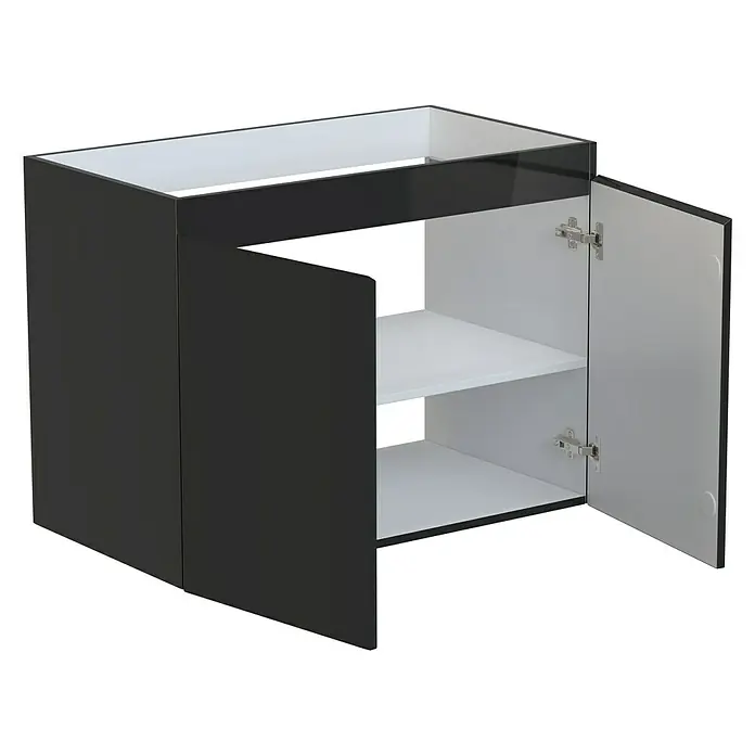 Camargue Espacio Kupaonski ormarić za nasadni umivaonik - 80 x 46 x 60 cm, 2 vrata, Gama antracit sjaj - Pogled sprijeda