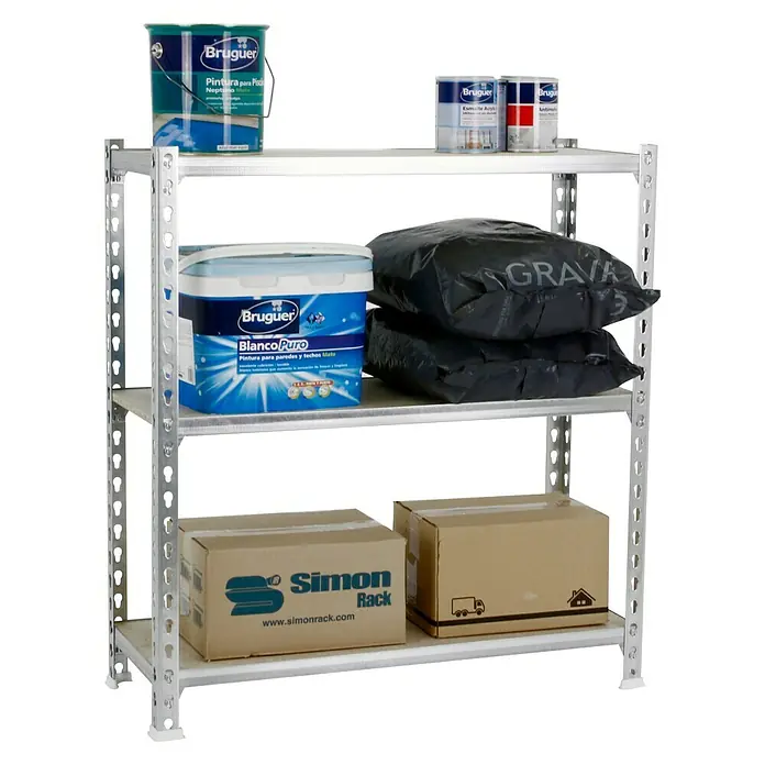 Simonrack Maderclick Estantería metálica Mini - L x An x Al: 30 x 80 x 90 cm, Capacidad de carga: 150 kg/balda, Número de baldas: 3 ud., Galvanizado