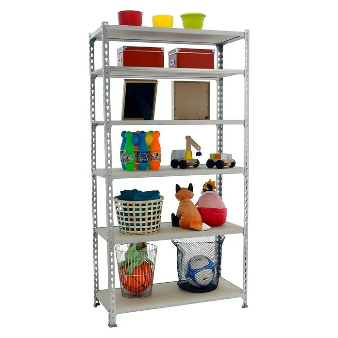 Simonrack Maderclick Estantería metálica Mini - L x An x Al: 40 x 80 x 250 cm, Capacidad de carga: 150 kg/balda, Número de baldas: 6 ud., Galvanizado