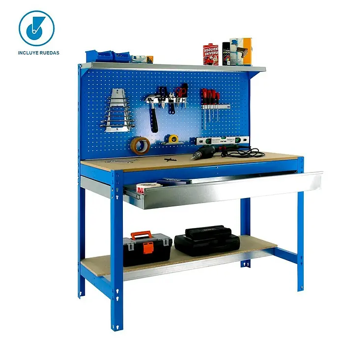 Simonrack Simonwork Banco de trabajo BT3 Box Mobile - L x An x Al: 61 x 91 x 144,5 cm, Capacidad de carga: 280 kg, Azul