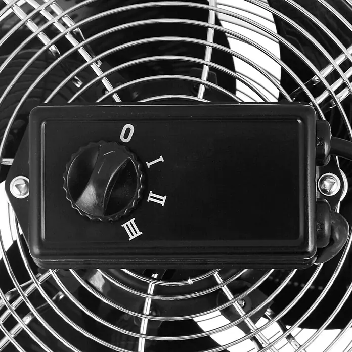 Proklima Retro-Standventilator - Silber/Schwarz, 80 W, Höhe: 135 cm - Vorderansicht