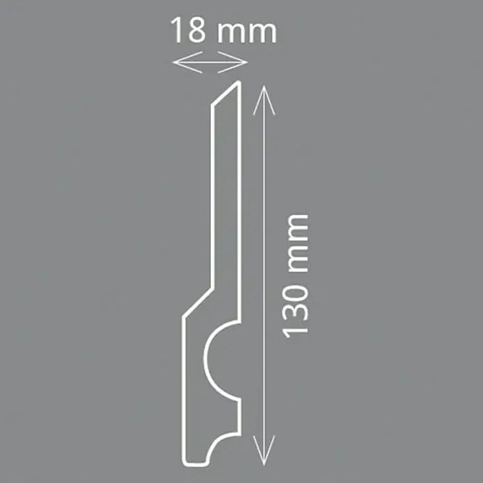 Fußleiste CF 14 - 200 x 1,8 x 13 cm, Extrudiertes HD-Polymer - Vorderansicht