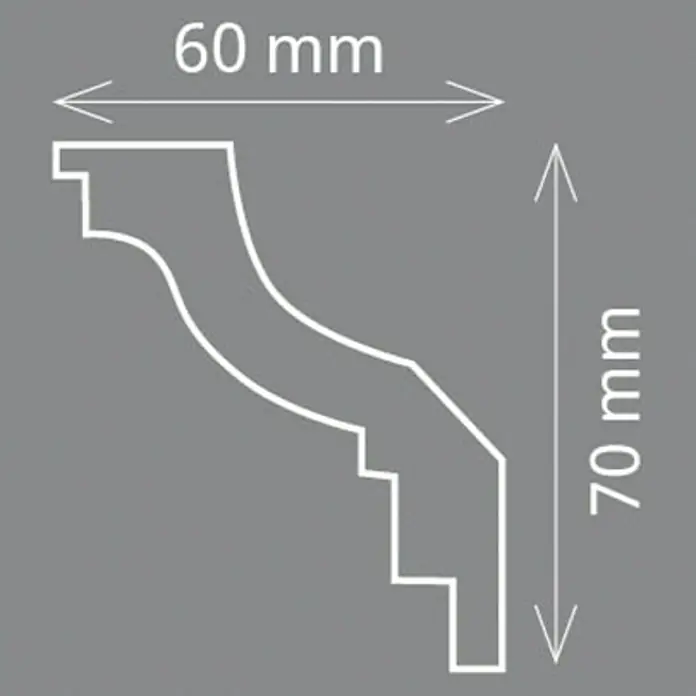 Zierprofil Prestige Lisa - 200 x 6 x 7 cm, Expandiertes Polystyrol (EPS) - Vorderansicht