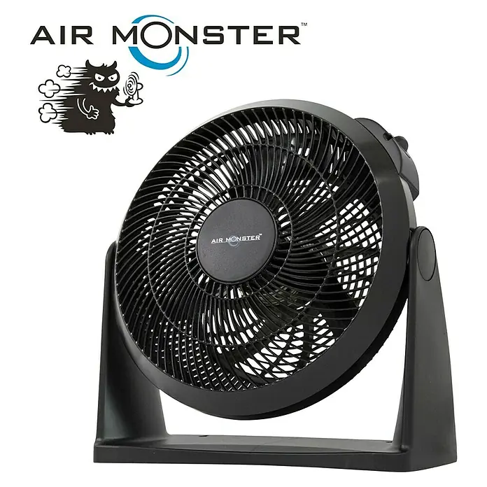 Air Monster Bodenventilator - Schwarz, Durchmesser: 30 cm, 45 W - Vorderansicht