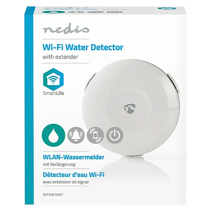 Nedis Smartlife Funk-Wassermelder - Akkubetrieben, Ø x H: 115 x 6 mm - Vorderansicht