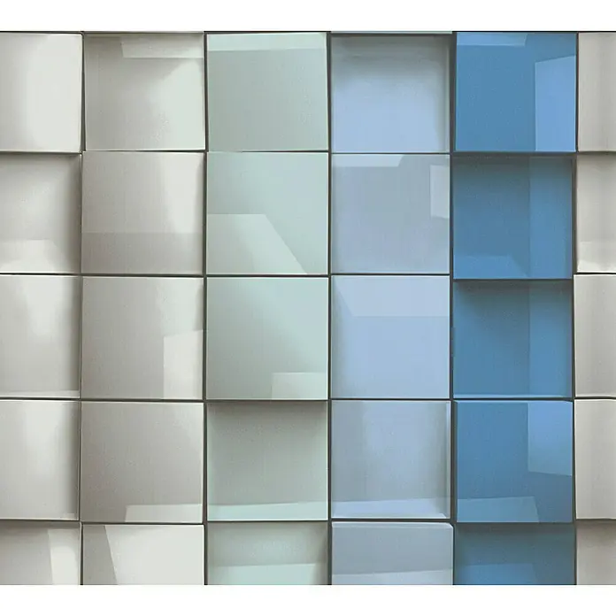 AS Creation Vliestapete Move Your Wall - Blau/Grau/Grün, Grafisch, Glasbausteine, 10,05 x 0,53 m - Detailaufnahme