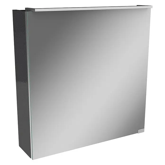 Camargue Fresh LED-Spiegelschrank - B x H: 60 x 68,4 cm, Mit Beleuchtung, Anschlag: Links, Spanplatte, Grafit - Linke Seitenansicht