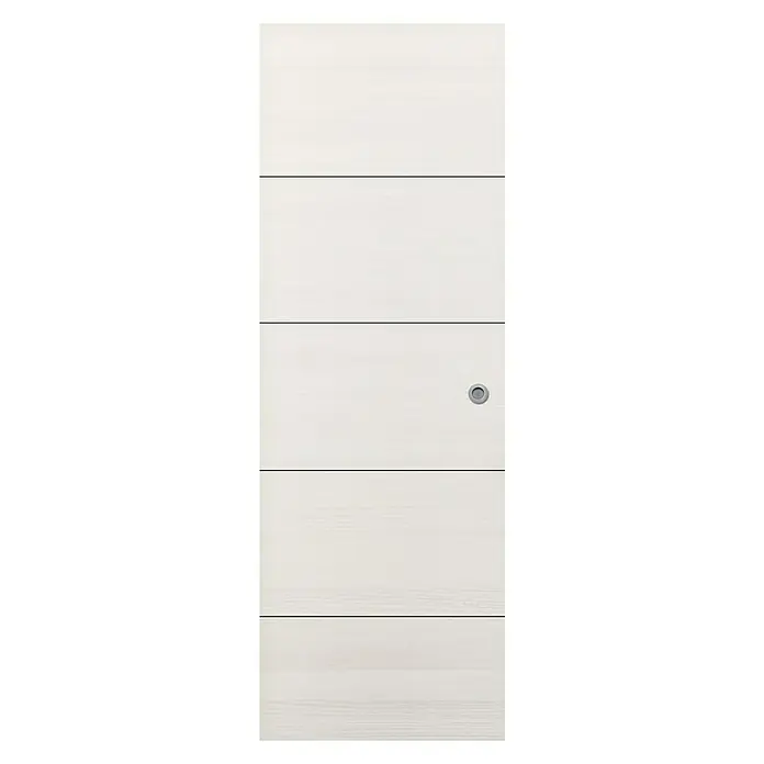 Puerta corredera de madera Fresno Eslovenia 400 - 82,5 x 203 cm, Blanco, Macizo, Con uñero