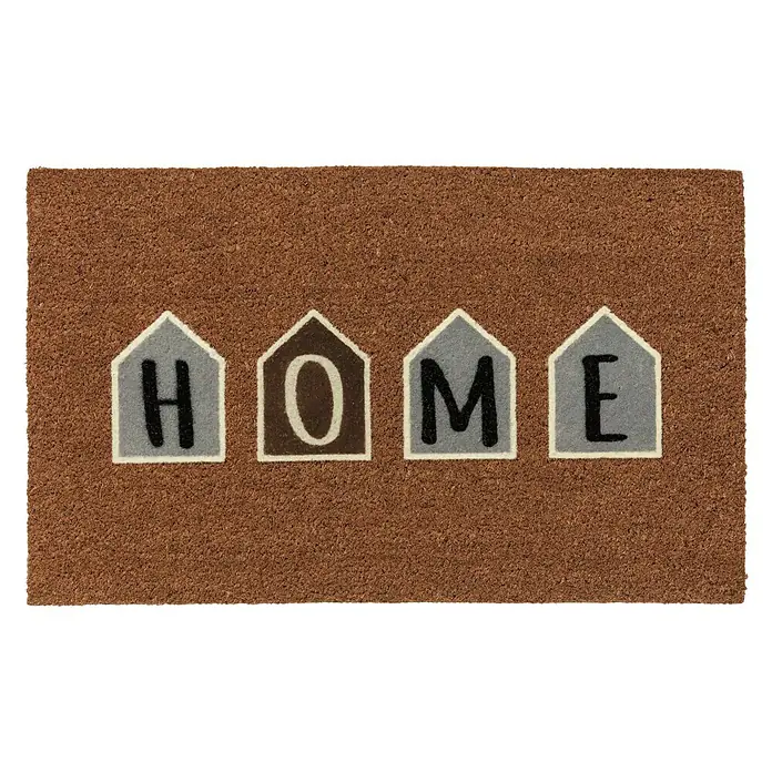 Astra Coco Design Kokosfußmatte - Home, Kokosbraun/Schwarz/Weiß, 75 x 45 cm, 100 % Kokos