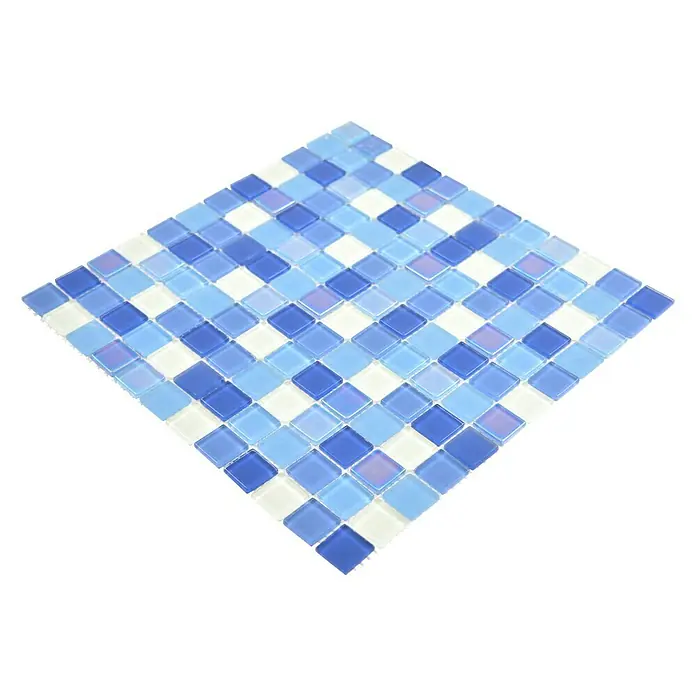 Mosaikfliese Quadrat Crystal CM 4SE8L - 30 x 30 cm, Blau/Weiß, Glänzend - Ansicht von oben
