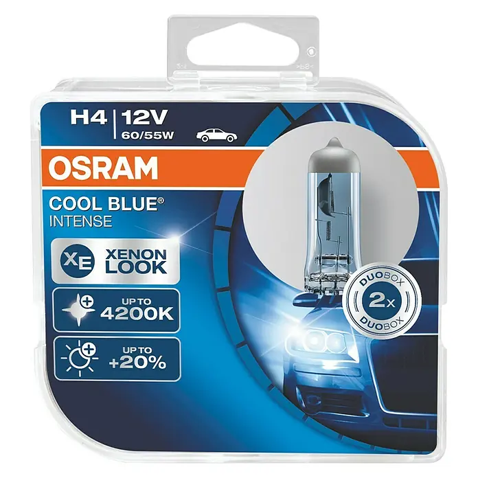 Osram Set reflektorskih uložaka s ugrađenim halogenim žaruljama Cool Blue Intense H4 - H4, 2 Kom. - Pogled sprijeda
