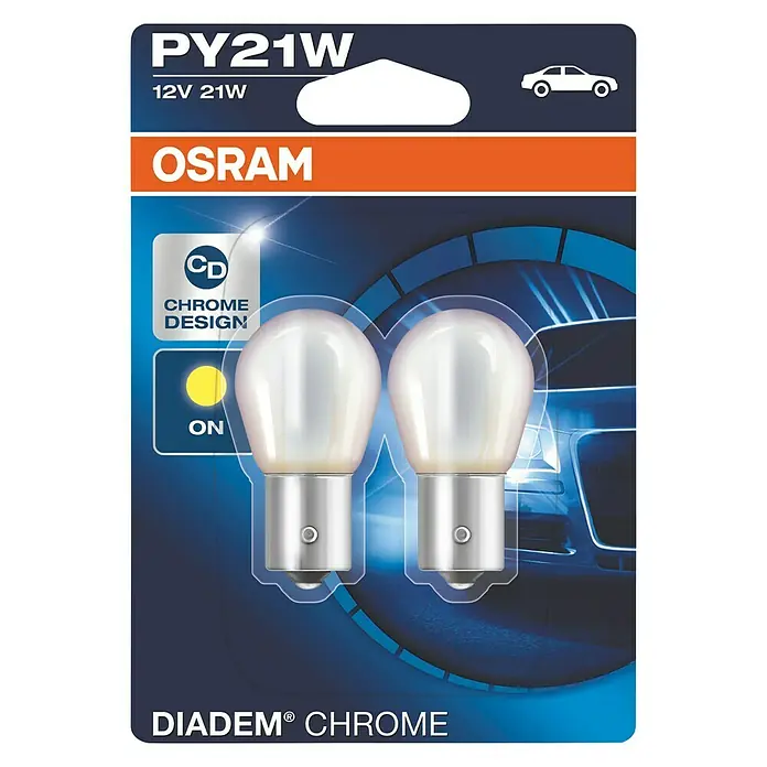 Osram Žaruljica za žmigavac Diadem Chrome - PY21W, 2 Kom. - Pogled sprijeda