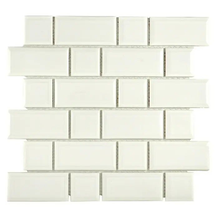 Mosaikfliese Metro Uni CG M10IM - 29,4 x 29,1 cm, Elfenbein, Glänzend - Ansicht von oben