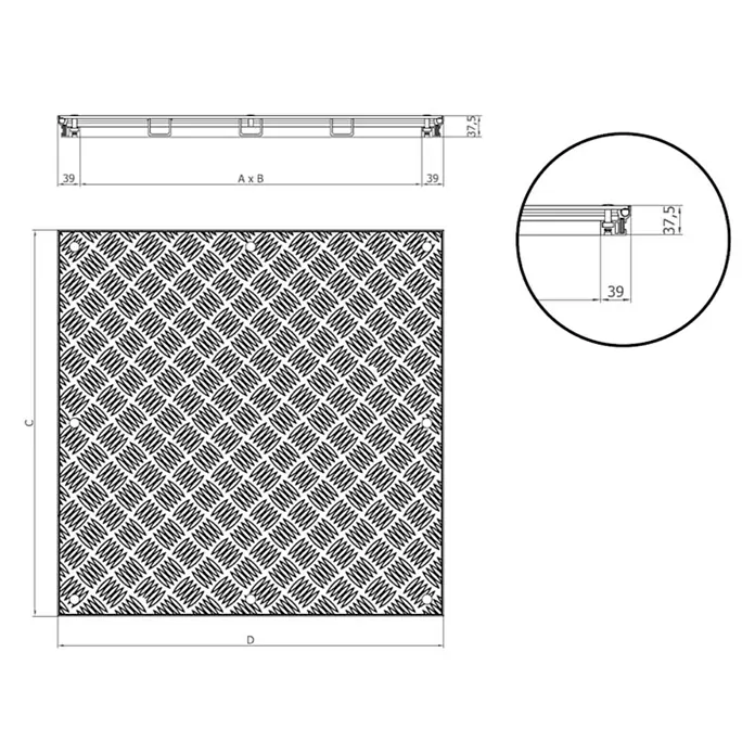 ACO Tapa de registro Toptek - 300 x 300 mm