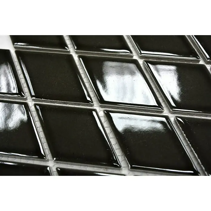 Mozaïektegel diamant DS B08S - 26,6 x 30,75 cm, Zwart, Glanzend - Close-up