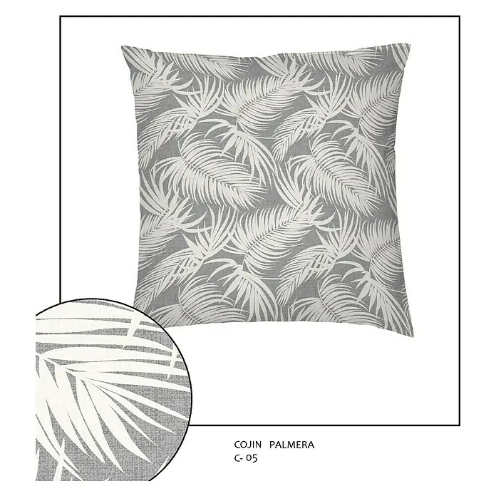 Cojín Palmera - Gris, 45 x 45 cm