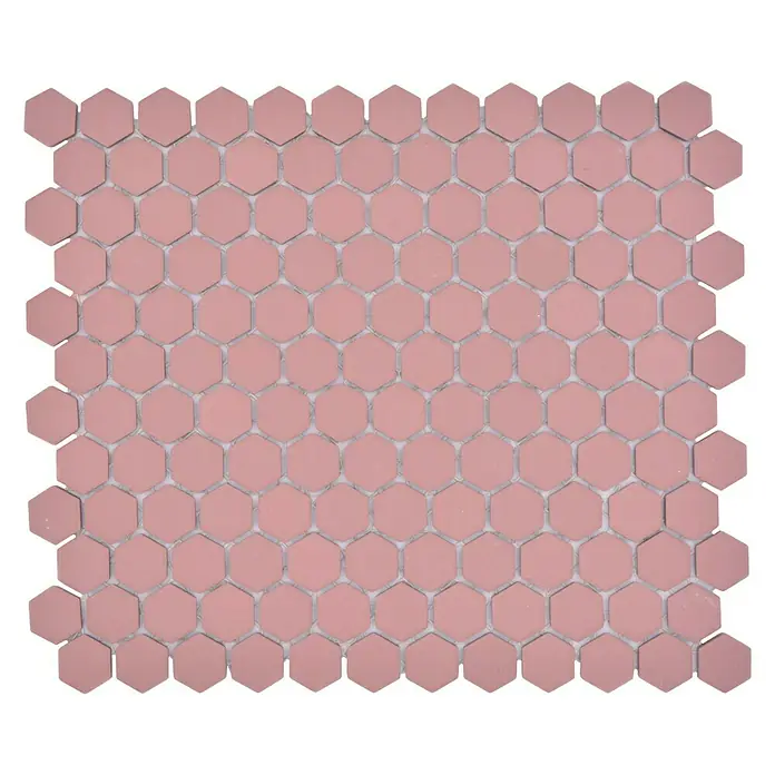 Mosaikfliese Hexagon Uni HX AT24 - 26 x 30 cm, Rot, Matt - Vorderansicht