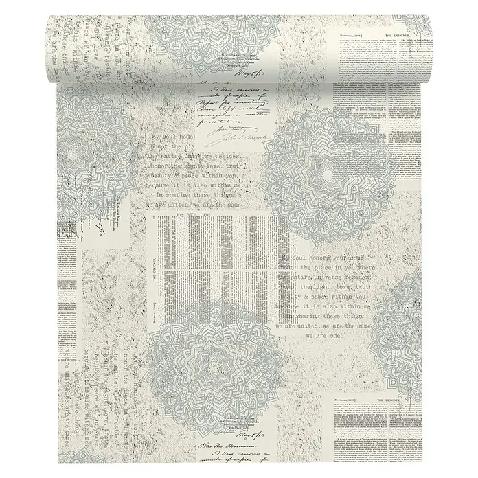 AS Creation Character Vliestapete Schrift - Grau, Grafisch, 10,05 x 0,53 m - Vorderansicht