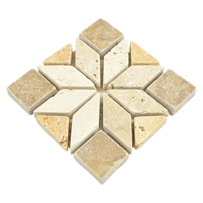 Antikmarmor Dekorfliese Star D7 XND 13037 - 10 x 10 cm, Beige/Braun, Matt