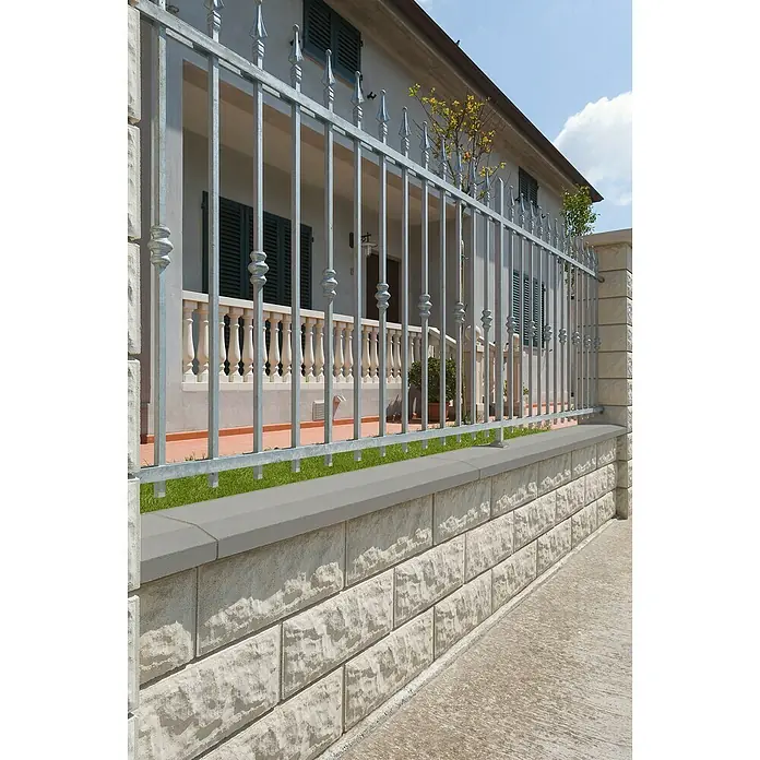 Mauerabdeckplatte Pyramidal - 100 x 30 cm, Naturgrau, Beton