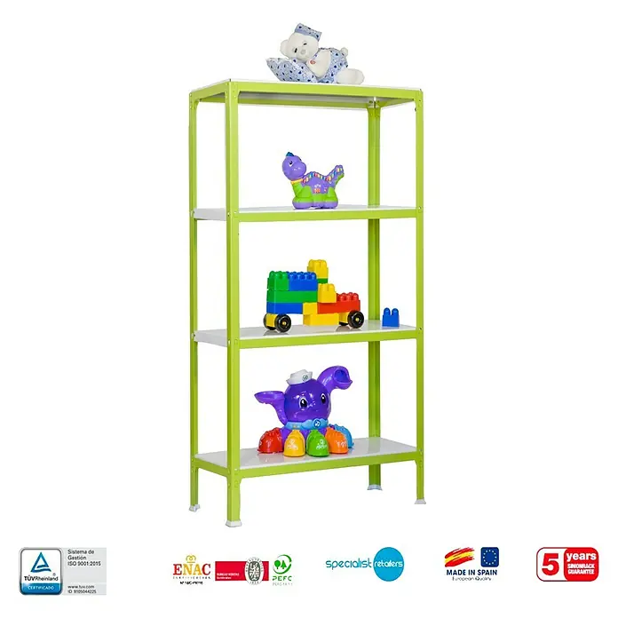 Simonrack Homeclick Estantería metálica Color Mini - L x An x Al: 40 x 80 x 160 cm, Capacidad de carga: 150 kg/balda, Número de baldas: 4 ud., Verde