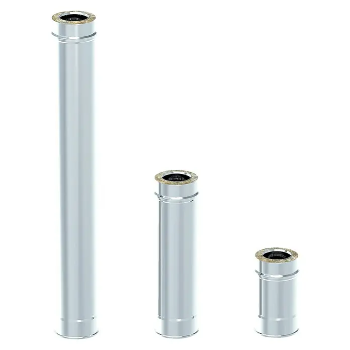 Tubo para estufa de pellet doble pared - Ø x L: 80 mm x 100 cm, Cromado, Plateado