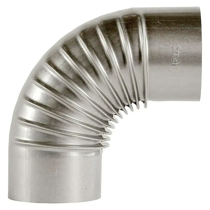 Bertrams Ofenrohrbogen - Durchmesser: 130 mm, 90 °, Ohne Reinigungsöffnung, Silber