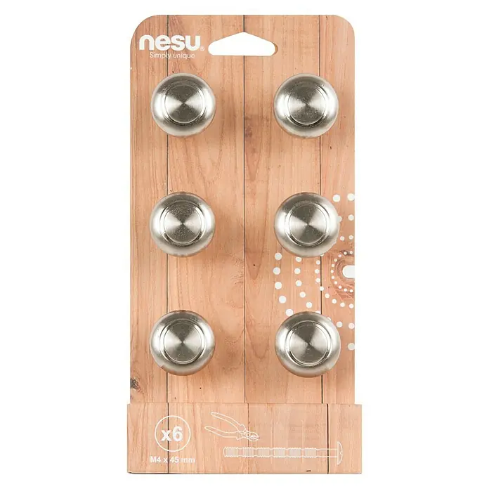 Nesu Set de pomos para muebles 6316 6 uds. - 6 pzs., Ø x Al: 30 x 30 mm, Acero