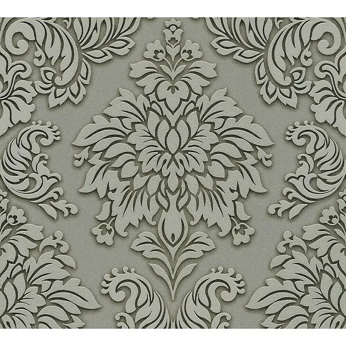 AS Creation Metropolitan Stories Vliestapete Damask - Grau/Grün, Ornament, 10,05 x 0,53 m - Detailaufnahme