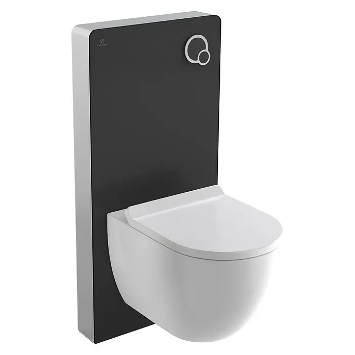 Camargue Sanitärmodul für Wand-WC - 2-Mengen-Spülung, 10,8 x 48,3 x 100 cm, Schwarz - Vorderansicht