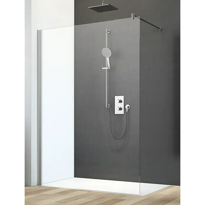 Camargue Vario Duschwand S13P - 120 x 195 cm, Beschichtet, Stärke: 6 mm, Silber - Vorderansicht