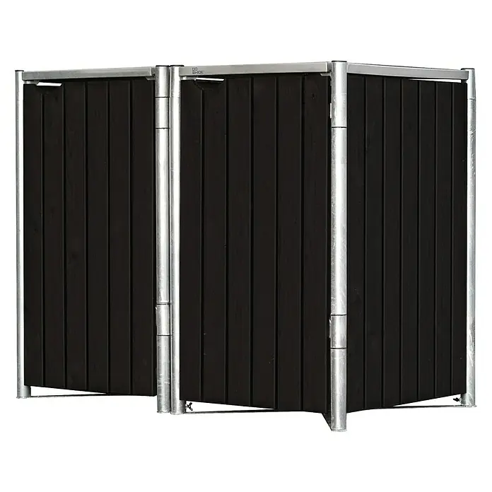 Hide Mülltonnenbox - 80,7 x 139,4 x 115,2 cm, Passend für: 2 Mülltonnen 180 - 240 l, Kunststoff, Schwarz - Rechte Seitenansicht