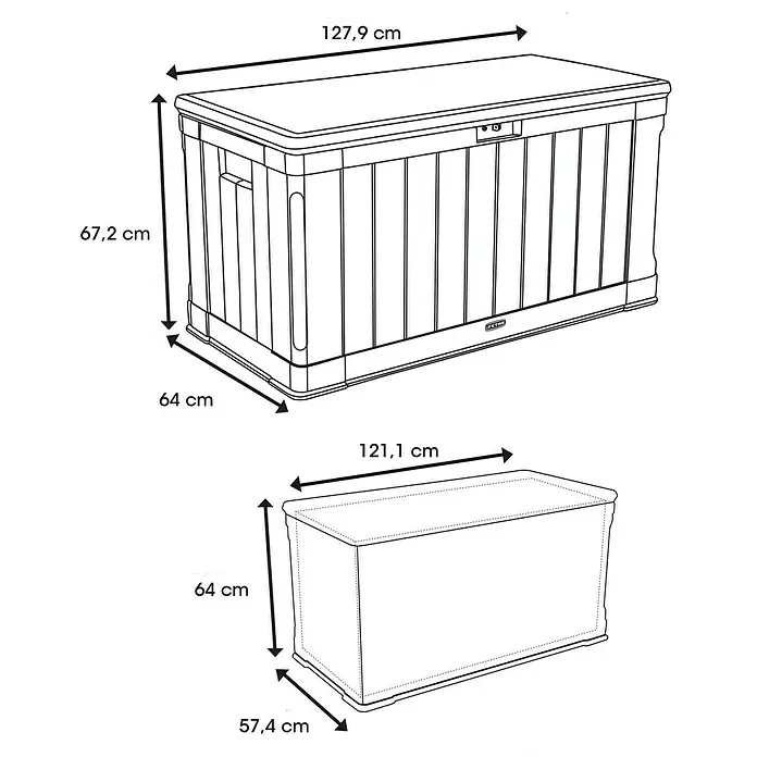 Lifetime Kissenbox Harmony - 128 x 64 x 67 cm, Lichtgrau, Kunststoff