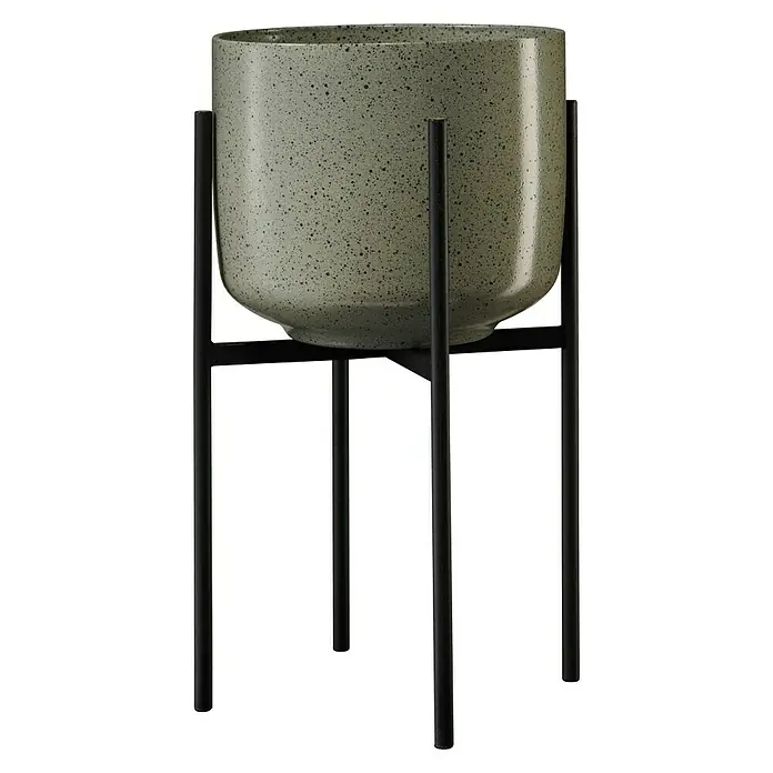 Soendgen Keramik Übertopf rund Bari - Außenmaß (Ø x H): 13 x 12 cm, Mintgrün Effekt, Keramik
