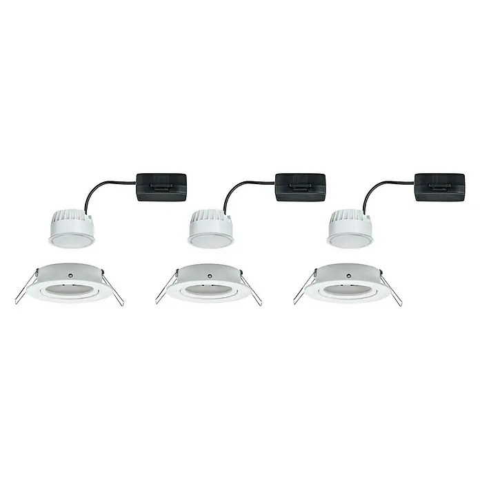 Paulmann LED-Einbauleuchten-Set Nova - 6,5 W, Weiß, 3 Stk., Warmweiß, Durchmesser: 8,4 cm