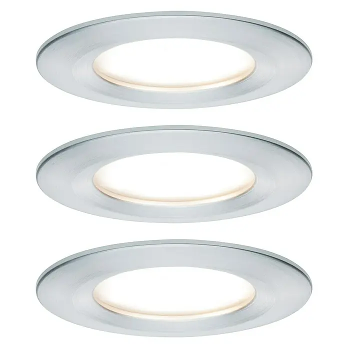 Paulmann LED-Einbauleuchten-Set Nova - 6,5 W, Aluminium, 3 Stk., Warmweiß, Durchmesser: 7,8 cm - Vorderansicht