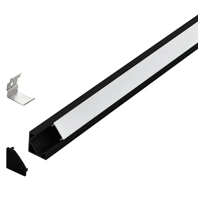 Eglo Profil Corner Profile 2 - 200 x 1,8 x 1,8 cm, Schwarz, Weiß, Aluminium - Vorderansicht
