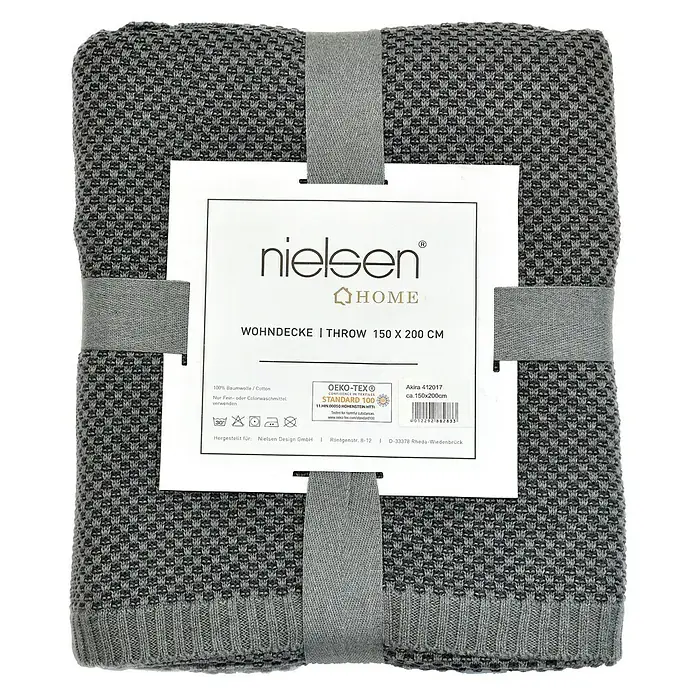 Nielsen Plaid Kuscheldecke Akira - L x B: 200 x 150 cm, Hellgrau
