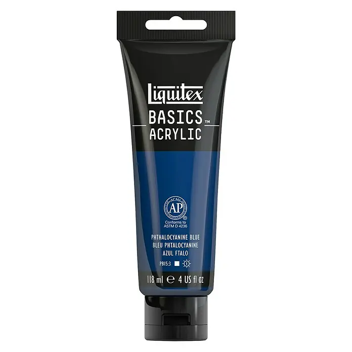 Liquitex Basics Akrilna boja - Boja: Ftalocijanin plava, 118 ml, Tuba - Pogled sprijeda