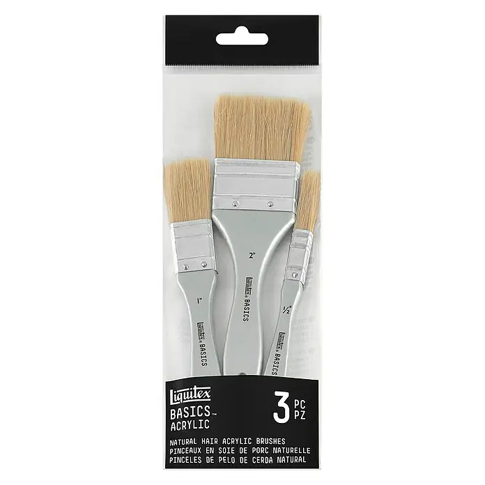 Liquitex Basics Borstenpinsel-Set - 3 -tlg., Größe Pinsel: 1/2″/1″/2″, Schweineborsten - Vorderansicht