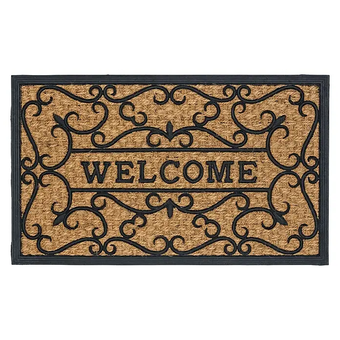 Astra Coco Kokosfußmatte Deluxe Light - Welcome, 45 x 75 cm, Rechteck, 75 % Gummi, 25 % Kokos - Ansicht von oben