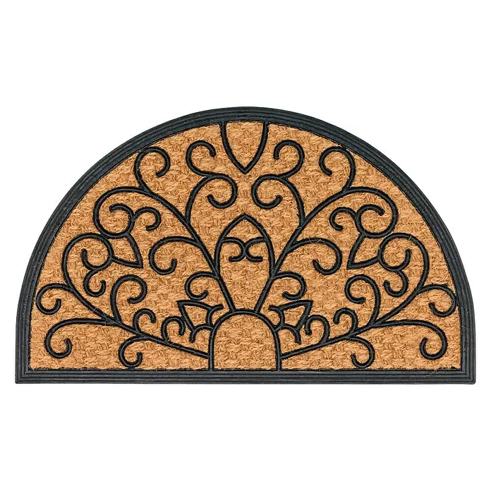 Astra Coco Kokosfußmatte Deluxe Light - Gitter, 45 x 75 cm, Halbrund, 75 % Gummi, 25 % Kokos - Ansicht von oben