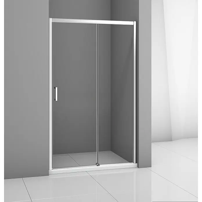 Mampara de ducha frontal Kristie - An x Al: 160 x 195 cm, Vidrio transparente, 6 mm, Cromo