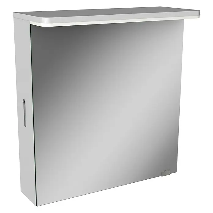 Modern 3.0 LED-Spiegelschrank - B x H: 60 x 68,4 cm, Rechts, Mit Beleuchtung, Spanplatte, Weiß - Linke Seitenansicht