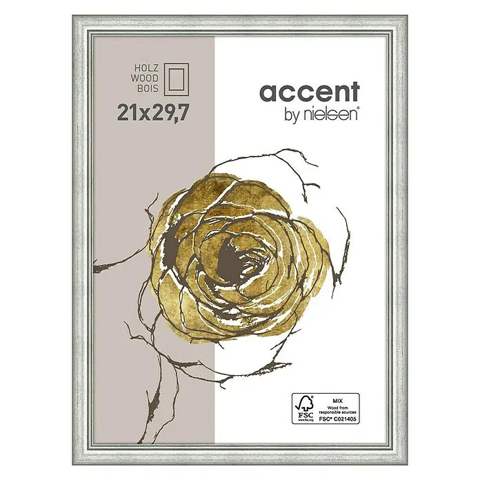 Nielsen Bilderrahmen Ascot - Silber, 21 x 29,7 cm / DIN A4, Holz - Vorderansicht