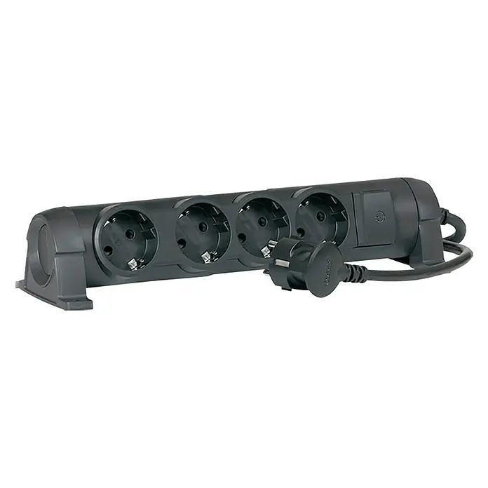 Legrand Base de enchufe múltiple Confort - Número de enchufes Schuko: 4 ud., Negro, 1,5 m