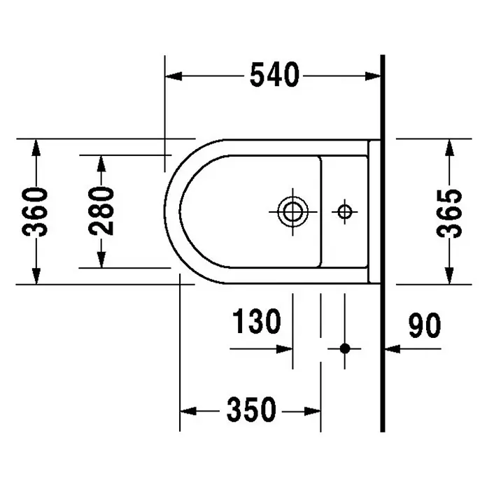 Duravit Starck 3 Wand-Bidet Typ 2 - Ohne Spezialglasur, Keramik, Weiß